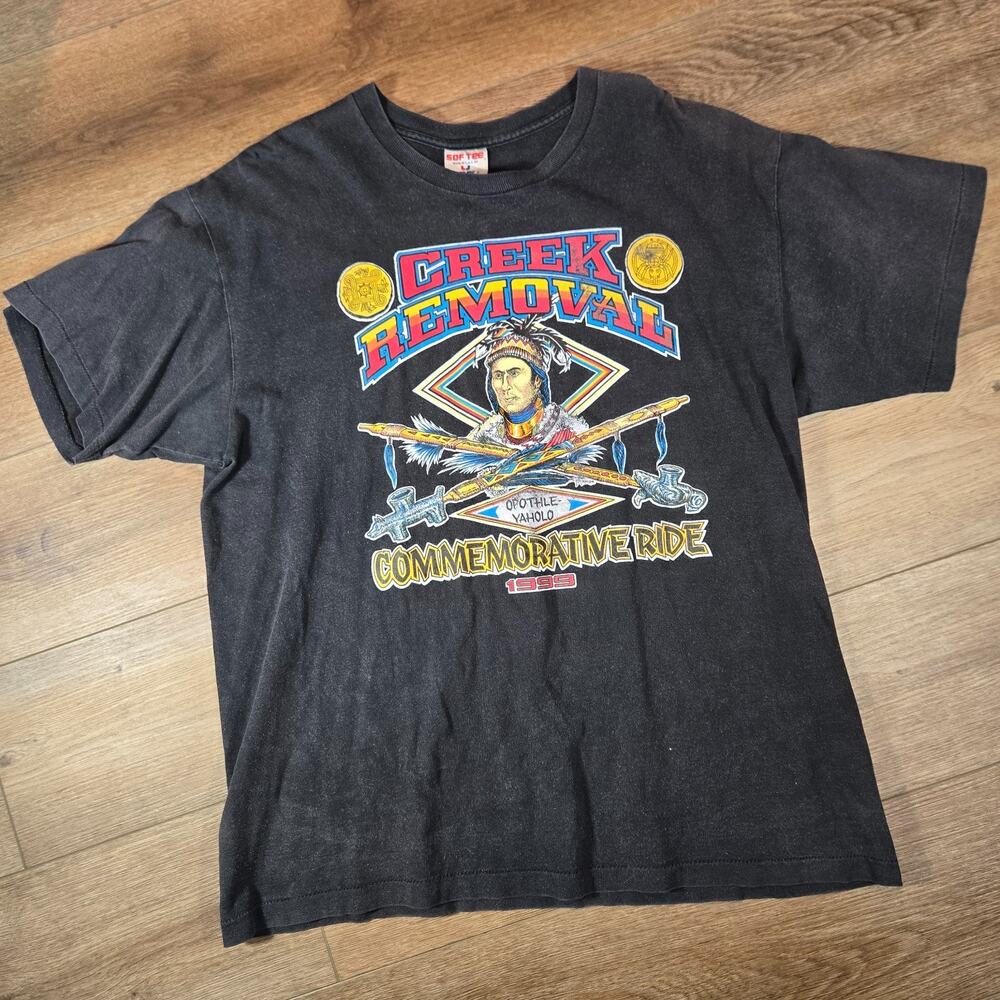 Vintage 90s Creek Removal Commemorative Ride Shirt XL USA Single Stitch Biker T